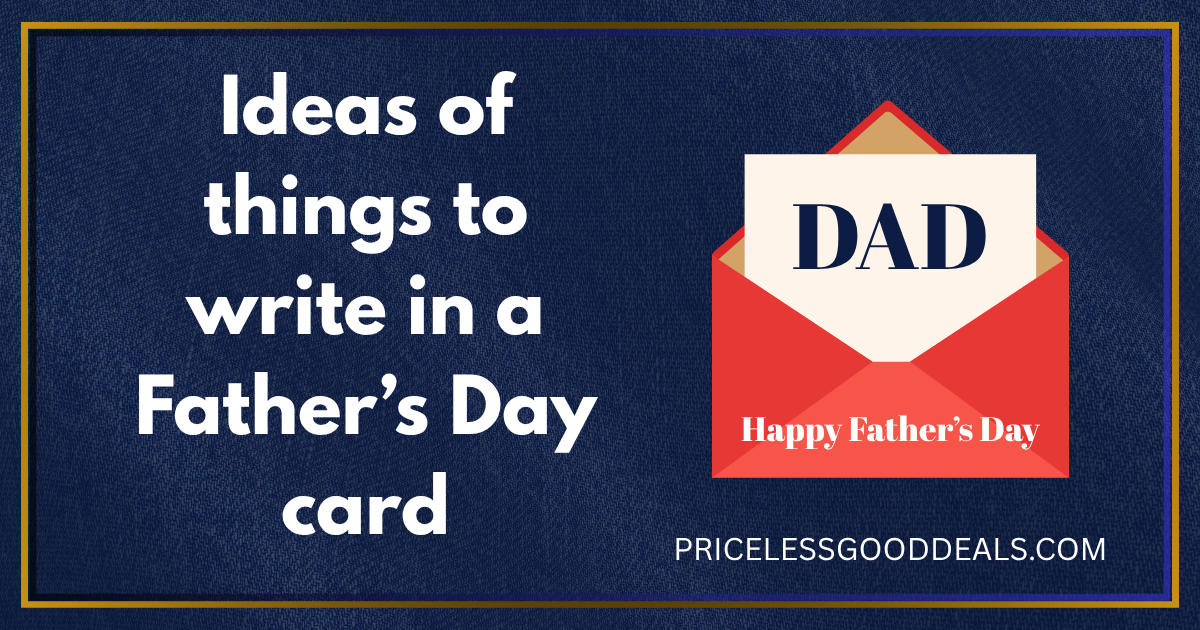A blog post with ideas of things to write in a Father's Day card.